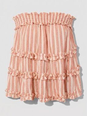 Striped Strapless Ruffle Top Coral Summer spring tube top tank top